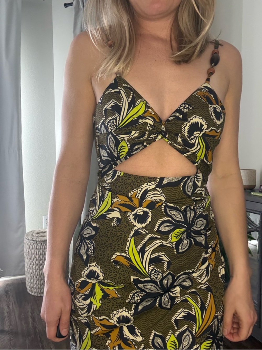 Zara Black and Yellow Floral Cutout Mini Dress - Picture 5 of 11